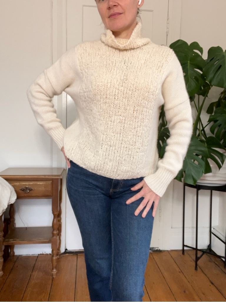 Tse Cashmere Silk Turtleneck Sweater Xs Cream Chunky Knit Luxury Soft Minimalist